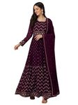 TRENDMALLS Women's Georgette Embroidery Salwar Suit Set Anarkali Kurta Pant with Dupatta (G121-Purple-3XL)