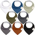 8-Pack Organic Baby Bandana Drool Bibs – Stylish Unisex Bandana Bibs - Super Absorbent Bandana Drool Bibs – Gentle Teething Bibs for Infants - Organic Cotton Baby Bib (Basics)