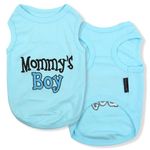 Parisian Pet Dog T-Shirt with Embroidered 'Mommy’s Boy' Words - 100% Cotton Boy Dog Shirts - Breathable Mamas Boy Dog Shirt - Machine Washable Dog Clothes for Medium-Sized Dogs, M