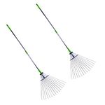 Sharpex Telescopic Metal Rake, 31 to 64 Inch Adjustable Expanding Handle Rake for Quick Clean Up of Lawn and Yard, Garden Leaf Rake and Roof | Garden Broom with Long Handle for Leaves (Combo 2)