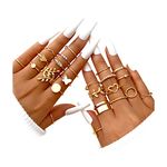 ÌF ME 24 Pcs Gold Vintage Knuckle Rings Set for Women, Boho Dainty stackable Midi Finger Rings, Snake Butterfly Signet Adjustable Ring Pack jewelry Gifts