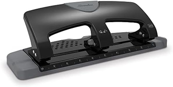 Swingline 3 Hole Punch, 20 Sheet Capacity Three Hole Puncher 3 Ring, Paper Punch, SmartTouch Low Effort, Black & Silver (74133)