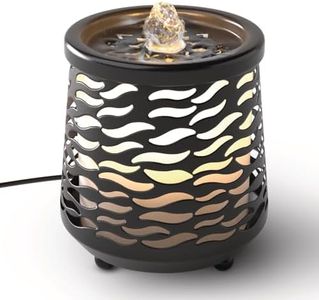 Homedics Indoor Relaxation Fountain with Light & Natural Sound, Tabletop Water Fountain for Home or Office, Small Indoor Water Fountain with Quiet Pump, Soothing Zen Desktop Decor (Black)