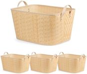 BROWNLILY Oversized Storage Baskets Laundry Hampers with Structured Frame & Supported Bottom, Extra Large Closet Bins for Shelves Blankets Car Bedroom Bathroom Organizers (Pack of 4, Natural)