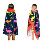 Hooded Bath Beach Towel for Kids - Dinosaur - Large 50"x30" Inch Cotton Soft Absorbent with Hood for Toddler, Boys, Girls - Wrap/Bathrobe for Pool, travel, camping, swimming