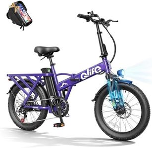 Qlife Hunter Foldable Electric Bike for Adults, Peak 1200W Ebike with 48V 13.5Ah Battery, 65-Mile Range, Heavy-Duty Rear Rack, 20-Inch Fat Tires, Folding E Bike for Commuting & Outdoor Use, Purple/PB
