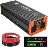 TOPBULL 2000 Watt Power Inverter for Vehicle Car Inverter 12V DC to 110V AC Modified Wave Converter with 2 AC Outlets, USB Port, Dual Smart Fans for Outdoor, RV, Camping, Boat and Cables Included