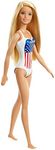 Barbie GPB17 Beach Blonde Doll One-Piece Swimsuit with American Flag Inspired Design for Children Toy