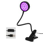 UV Black Light Curing Lamp - Gooseneck UV Light for Resin Curing, USB 1.5m 5W Black Lights with Clamp, Wavelength 395nm, Bendable Blacklight with Clip Perfect for Nail Polish, UV Glue Curing