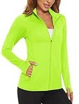 MAGCOMSEN Women's Lightweight Workout Jackets UV Protection Jacket Long Sleeve Shirts Running Fishing Hiking Shirts Fluorescent Yellow,S …