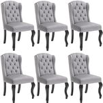 DM Furniture Velvet Kitchen & Dining Room Chairs Set of 6, Upholstered French Country Parsons Chairs Modern Farmhouse Dinner Chairs Wingback Side Accent Chair for Home/Restaurant, Grey