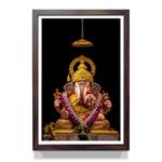 WhatsYourPrint Shrimant Dagdusheth Halwai Ganpati Shringaar Darshan Photo Frame (Size 8x12 inches, Brown Color Frame)