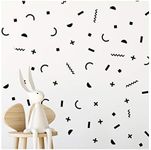 StickerDeen | Memphis Style Confetti Shape Decoration Removable Wall Art Vinyl Decal Stickers | (Pack of 60) (Black)