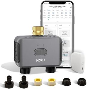 MOES 2-Zone WiFi Sprinkler Timer with Hub, Voice Control, Wireless Remote, Dual Outlet, Rain Delay, Customizable Schedules for Yard & Lawn Care