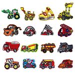 (Car) - Car Iron on Patches Excavator, Racing car, Fire Truck Iron on Patches, Woohome 16 PCS Car Sew-on Applique Sew On Patches for Kids DIY Crafts Clothing Jeans Jackets Bags Iron-on Repair Kit