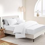 RUIKASI 4PCS Duvet Cover Super King Bedding Set with Extra Deep Fitted Sheet Non-Iron Microfiber, Ultra Soft Breathable Superking Quilt Cover Sets (White, 4PC Super King)