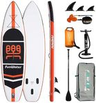 FunWater Inflatable Stand Up Paddle Board 335 x 84 x 15 cm Ultra-Light Paddleboard with ISUP Accessories, Three Fins, Adjustable Paddle, Pump, Backpack, Leash, 10L Dry Bag Yellow