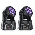 BETOPPER Stage Lights Mini Moving Heads 7x8W LED 9/14CH Disco Lights DJ Lights Dance Lights LED RGBW DMX512 Sound Activated High Energy Light for Party Wedding Club Bars Show (2 Pack)