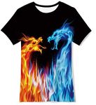 Belovecol Teens T-Shirt 3D Phoenix Flame T Shirts Cool Summer Short Sleeve Tee Shirts for Boys Girls 13-14 Years