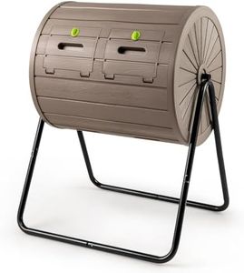 Goplus Compost Tumbler, 37.5 Gallon Large Outdoor Compost Bin w/Dual Chambers, 2 Lockable Doors, Efficient 360° Rotating Batch Composter for Garden Yard Farm Waste, Easy Assembly, BPA-Free (Coffee)