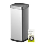 EKO EcoSmart Tall and Large Kitchen Trash Can, 80L/21.1G High Capacity, Touchless Soft Square Motion Sensor Garbage Can, Brushed Stainless Steel