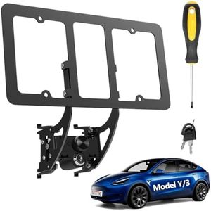 No Drill Front License Plate Holder for Tesla Model Y 2020-2024 Model 3 2017-2023 Front License Plate Mount Bracket, No Adhesives, Original and Lockable License Frame Tesla Accessories