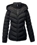 Michael Michael Kors Hooded Packable Down Puffer Jacket Coat Zip Front Black (US, Alpha, Medium, Regular, Regular)