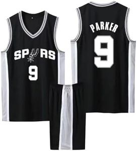 Maillot Basketball Enfant/Adulte, 2 Pièces Basket Maillots Basketball Jersey et Short Ensemble de Maillot, Pop Maillot Basket Enfants/Adulte, Maillot sans Manches et Pantalon Court Noir XS