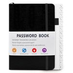 Password Book with Alphabetical Tabs, Small Pocket Password Keeper for Internet Address Organizer Logbook Journal Website Address Login (Black)