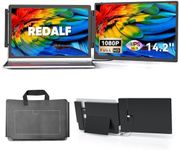Redalf Portable Monitor 14.2'' FHD 1080P FHD IPS USB C HDMI Laptop Screen Extender IPS Display Speakers, Plug&Play, External Monitor for Laptop 13-16.1" PC Mac Chrome (14.2 inch)