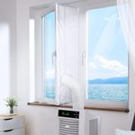 KALAHOL 500CM Air Conditioner Window Kit, Portable Anti-Mosquito - Easy to Install - Waterproof Wind Resistant No Drilling Window Kit with Zip and Adhesive Fastener for Portable Air Conditioner