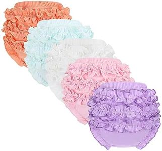 5 Pack Ruffle Diaper Cover - Baby Bloomers, Cute Cotton Baby Girl Shorts,Briefs- Panties for Toddler Girls