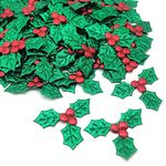 ALLY-MAGIC Artificial Holly Berries Leaves, 100pcs Christmas Simulation Holly Berries with Green Leaves for Christmas Card, Gift Tags, Table, DIY Craft Decorations (3.7cm) Y3HGLY (A)