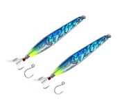 FISHZONE - 10 Pack 2 x KONICHI RIP RIDER Long Cast Fishing Lures - 11.50cm / 40g - Dressed Marine Mylar Treble & In-line 3/0 Hook (4 Colours Designs) For Predatory Fishing (Blue Chrome)