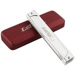 East top Tremolo Harmonica 24 Holes Professional Tremolo Harmonica in C, T2406S Mouth Organ 24 hole harmonica for Adults, Professional Players and Students