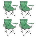 Harbour Housewares Folding Camping Chair - Green - Pack of 4 - Canvas Outdoor Lawn Seat for Picnic, Garden, Beach, Hiking