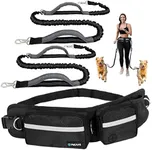 PetAmi Hands Free Dog Leash, Dog Running Leash Belt Bag for Walking, Jogging, Dog Waist Double Zipper Pouch with Poop Bag Dispenser, Dual Padded Handles Reflective Bungee Leash, Double