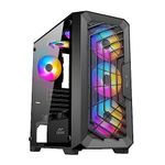 Ant Esports SX5 Mid-Tower Computer Case/Gaming Cabinet - Black | Support ATX, Micro-ATX, Mini-ITX | Pre-Installed 3 x 120mm Front Fans