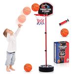 Toddler Basketball Hoop Stand Adjustable Height 2.5-4 ft - Mini Indoor Basketball Goal Toy with Ball & Pump for Baby Kids Boys Girls Outdoor Play Sport for Age 2 3 4 5 Years Old, Mini Basketball Toy