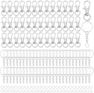 BELLE VOUS Argollas para Llaveros Cierre de Langosta Metal Giratoria, Llavero con Cadena y Anilla de Engarce Abierta (Pack de 120) Gancho Langosta Pequeño para Cordel, Manualidades, Bisutería, Joyas