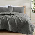 HLC.ME Logan - 3 Piece King Size Quilt Set, Lightweight King Bedspread Coverlet Set (King, Charcoal Grey)