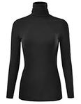 EIMIN Women's Long Sleeve Turtleneck Lightweight Pullover Slim Shirt Top (S-3XL), Ett003_black, X-Large