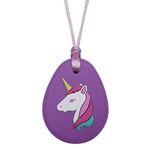 Munchables Unicorn Sensory Chew Necklace for Adults or Kids - Chewy Fidget Stim Toy Jewelry for Girls (Purple)