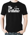 Witty Fashions The Grillfather Funny Dad Grandpa Fathers Day BBQ Meat Cooking Humor Mens Novelty T-Shirt (Black, Large)