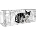 Audacious Cat Trap Feral Cat Trap Live Animal Trap Cage - Silver Color Size 31" x 11.5" x 12" | Billi ka Jal Billi pakadne Ka Pinjra