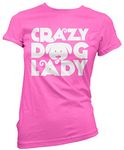 Crazy Dog Lady - Womens T-Shirt - Pet Dog Owner Doggy Mum Puppy 12 Pink