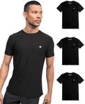 INTO THE AM Athletic Workout Shirts for Men Fitted Gym Sports Running Fitness Dry Fit Logo Tees (Black/Black/Black, Large)