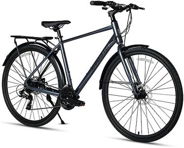 AVASTA Uranus Road Hybrid Bike 700C Lightweight Aluminum Alloy Frame with 24 Speed City Commute Bicycle for Men, Male with Rear Cargo Rack for Men, Dual Disc Brakes, 50 cm, Blue