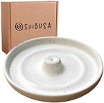 SHIBUSA Ceramic Incense Holder - Modern Minimalist Circular Incense Burner - Wide Ash Catcher - Incense Sticks Not Included White 1