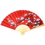 ABOOFAN Home Decor Flower Folding Wall Fan, Giant Fan Wall Art Decor Feng Shui Ornament Chinese Japanese Traditional Fans Decoration Oriental Asian Decor for Dancing Wall Window 50*90CM Handheld Fan